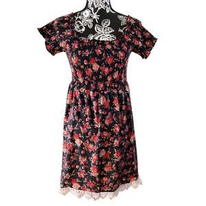 Bobbie Brooks Floral Dress Boho Bohemian Cottage Pinup Style